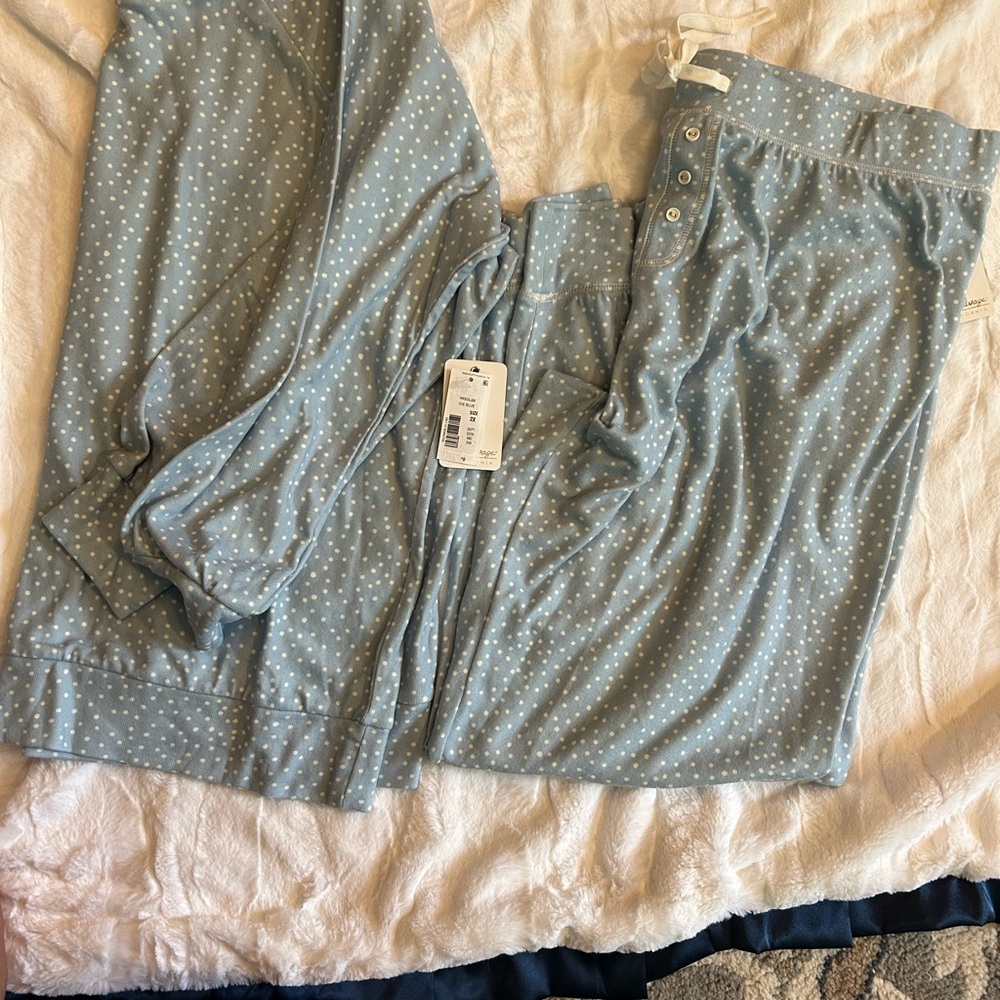 PJ Salvage Blue Polka Dot Pajama Set NWT